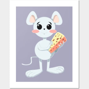 CUTE MOUSE WITH CHEESE Posters and Art